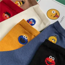 Г., большие носки с птичками с изображением кунжута, монстра эльмо, новинка, забавные женские носки милые корейские носки желтого цвета