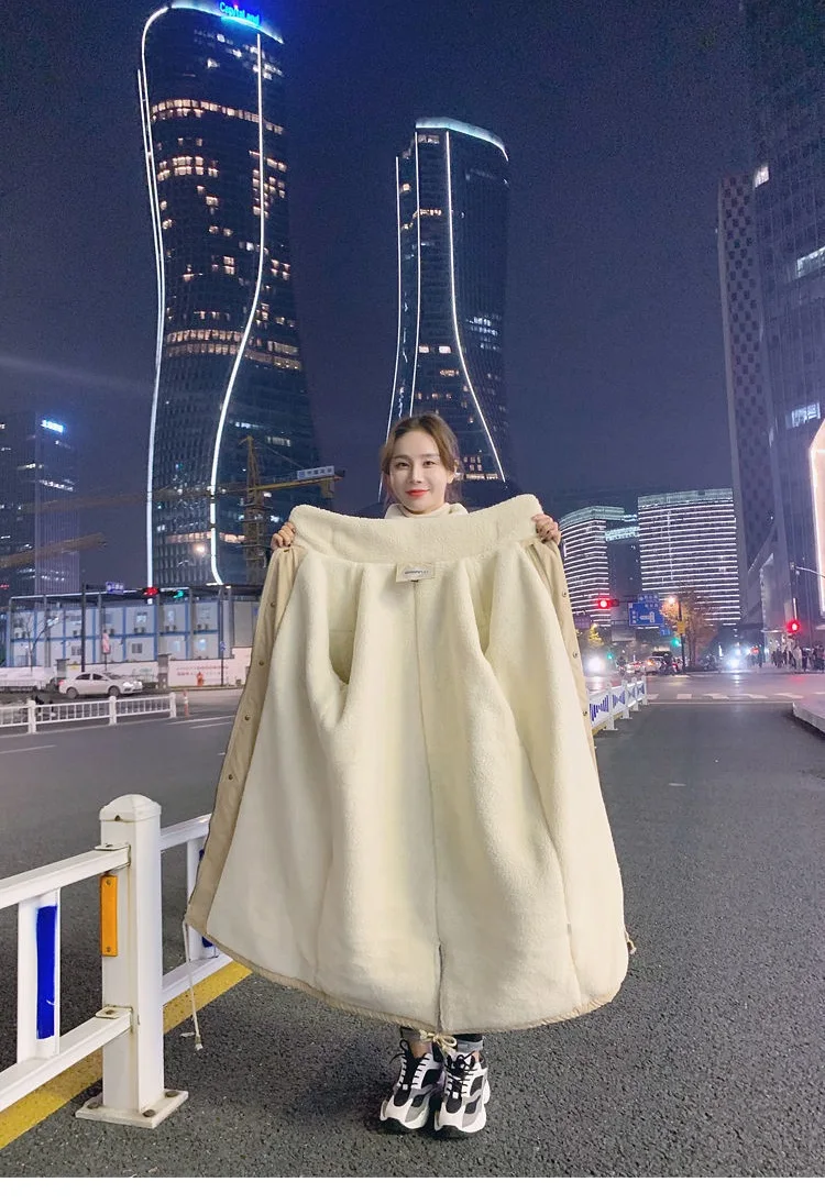 Description Picture 6 of itemWinter Parkas Thicken Ladies Warm Jacket Korean Loose Lamb Wool Ladies Coat Solid color Casual Women Parkas Outwear Streetwear