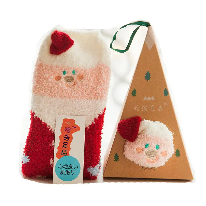 Осенне-зимние детские носки из кораллового флиса нескользящие носки-тапочки для мальчиков и девочек милые Мультяшные детские носки толстые теплые носки рождественские подарки