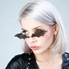 Gafas De Sol De moda sin montura para hombre, gafas De Sol con forma De murciélago a la moda para mujer, gafas De Sol negras Vintage para hombre, gafas De Sol De Metal ► Foto 1/6