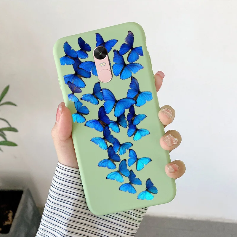 Matte Silicone Soft TPU Shell For Xiaomi Redmi Note 4 4x Note 5Pro Note 5A Cartoon Butterfly Shell For Redmi Note5a Phone Cover cell phone lanyard pouch Cases & Covers
