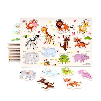 

Baby 3D Puzzle Wooden Wooden Animal Jigsaw Playing Games Board Jigsaw Kids Toys for Children Funny Educational Birthday Gifts