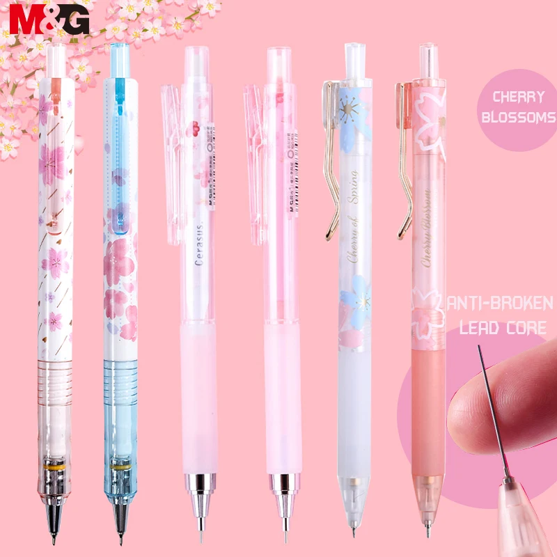 Lovely 0.5mm Fresh Cherry Sakura Mechanical Pencil Set Student Automatic Pencil School Office Supply Escolar Papelaria