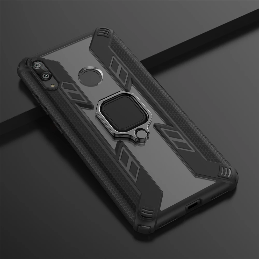 For Huawei Y6 Y7 Y9 Prime Pro 2019 Anti Shock Magnet Finger Ring Cover Y 6 7 9 Dual Layer Hybrid Cases | Мобильные телефоны и