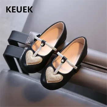 

New Baby Rhinestone Flats Children Leather Shoes Toddler Breathable Casual Soft bottom Student Moccasins Kids Shoes Girls 04