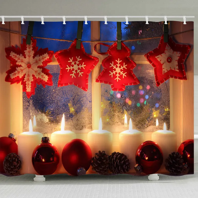 Merry Christmas набор для ванной Снеговик Санта Клаус Лось узор водонепроницаемый занавеска для душа Рождественская наволочка домашний декор