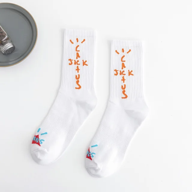 Men socks Travis Scott Skate Crew Socks Men Sport Travis Scott Cactus Jack Bandanas Socks Streetwear Hip Hop gifts for men W01