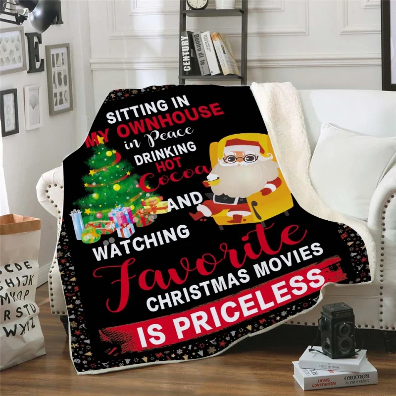 Christmas Movie Watching Blanket Double-Sided Super Soft Cozy Warm Plush Throws For Adults Children Home Decorations