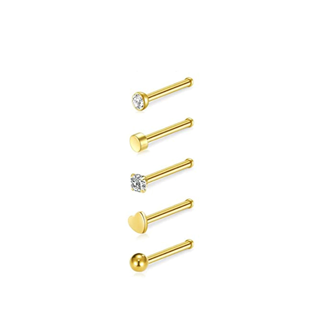 Nose Piercing Ring Nose Nails Piercing Crystal Nose Stud Pack 20G L Shape Nose Rings Set Heart Nostril Cruve L Shape