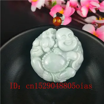 

Natural Burmese Jade Maitreya Pendant Jadeite Beads Necklace Fashion Charm Jewelry Carved Buddha Amulet Gifts for Women Men