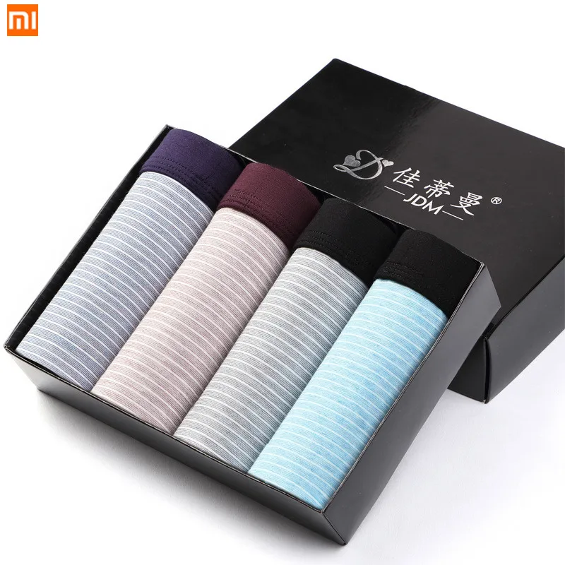4 шт./лот, Xiaomi, мужские трусы, одноцветные, хлопок, мужское нижнее белье, боксеры, удобные, дышащие, мужские трусы, u выпуклый дизайн, шорты