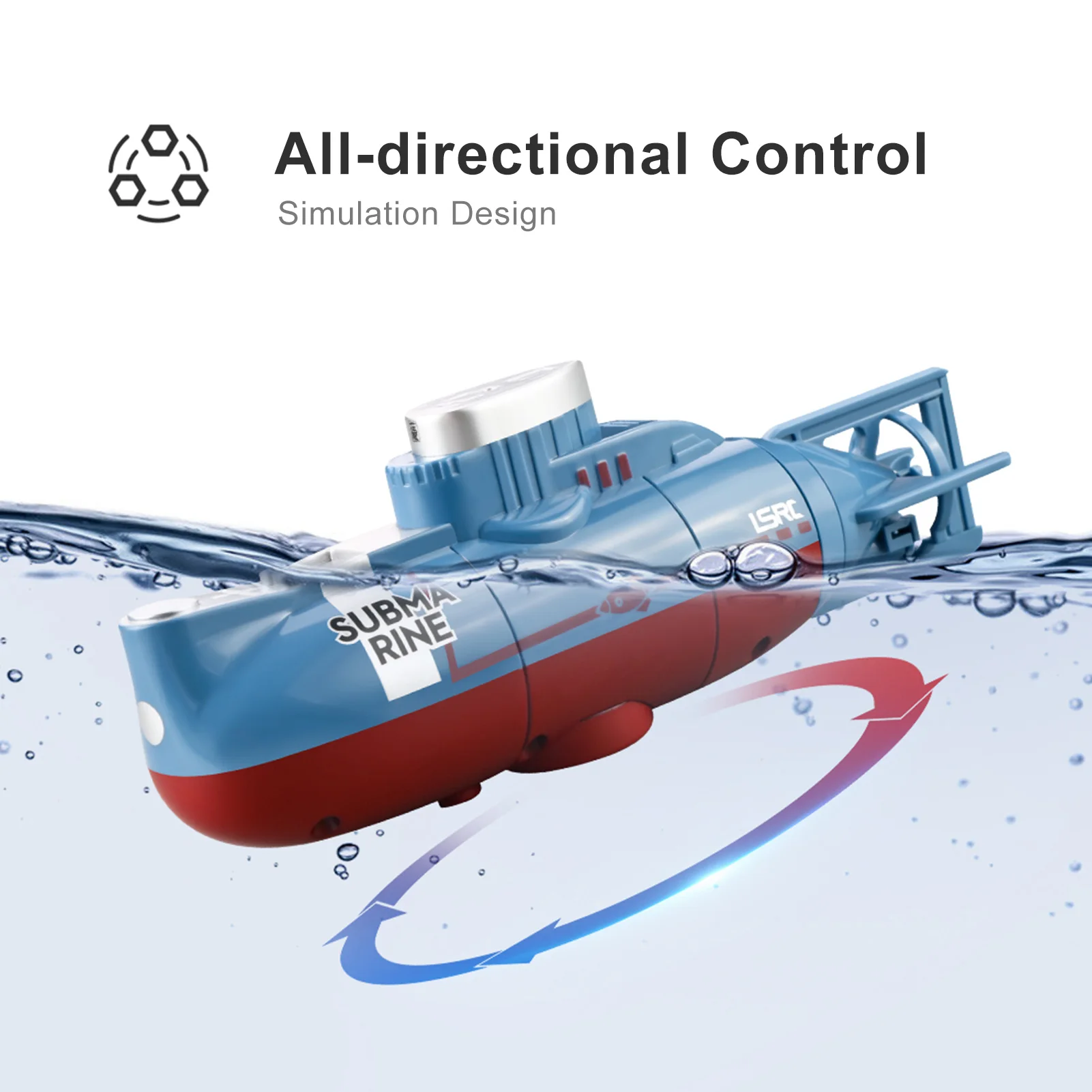 Mini Rc Boat Submarine 0.1M/s Speed Remote Control Boat Waterproof Diving Toy Simulation Model Gift for Kids Boys Girls Child 3
