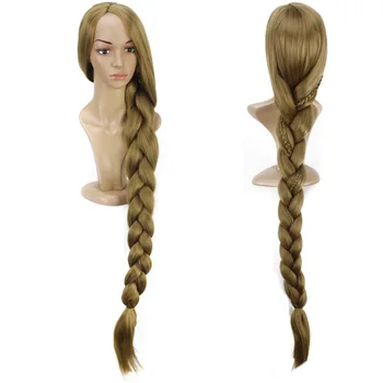 

Tangled Princess 120cm 47" Long Straight Blonde Braided Wig Rapunzel Cosplay Synthetic fake Hair Anime Wigs