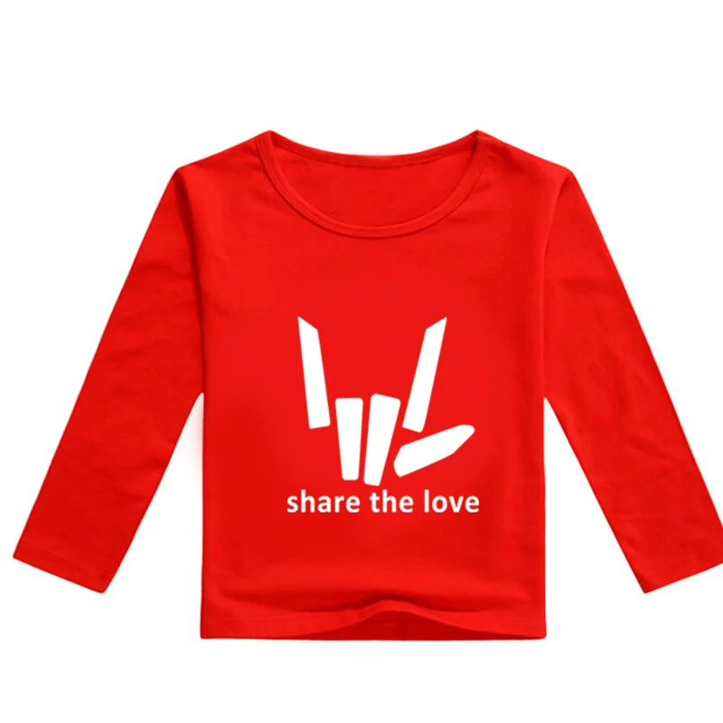Z& Y/ Модная рубашка с надписью «Share The Love» для детей 2-16 лет, детские футболки, футболка с длинными рукавами и круглым вырезом для мальчиков, рубашки для маленьких девочек, уличная одежда