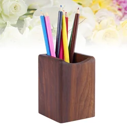 Boîte à stylos en bois naturel, organisateur de bureau à usages multiples, boîte de rangement en bois naturel écologique (noyer noir) 