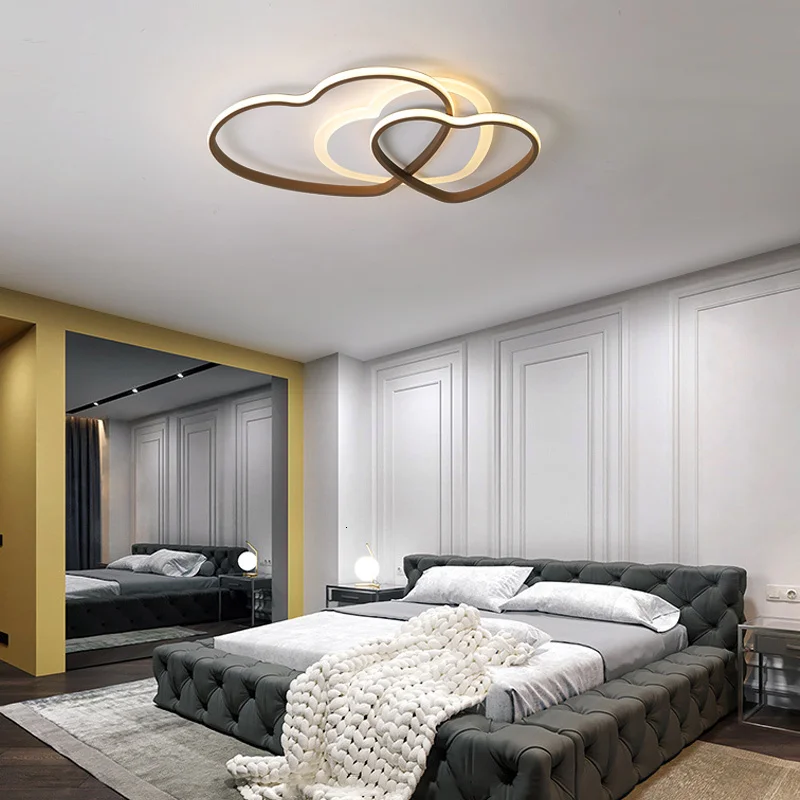 New Modern Led Chandelier Lights For Bed Room White+Brown Frame modern chandelier Lampara De Led Home Lighting Fixtures110V 220V