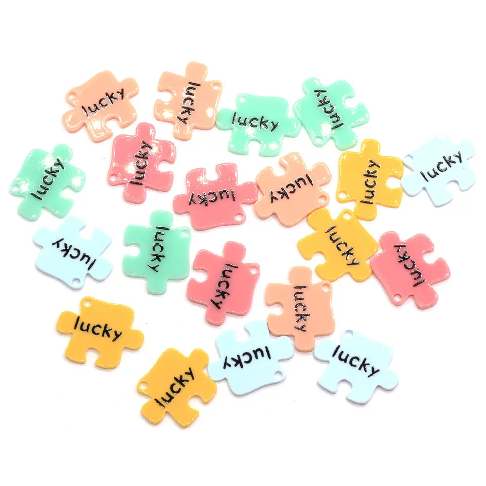 10 шт. резиновый пазл с надписью на удачу плоский Кабошон из смолы самодельный
