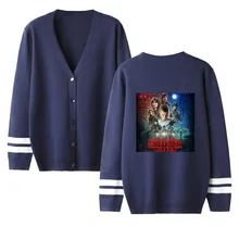 Необычные вещи, кардиган с v-образным вырезом, свитер для мальчиков и девочек, Осень-зима,, темно-синяя теплая верхняя одежда с длинными рукавами, вязаные повседневные свитеры