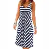 Fashion striped dress large size summer dress  loose simple sleeveless dress women's clothing ► Photo 1/6