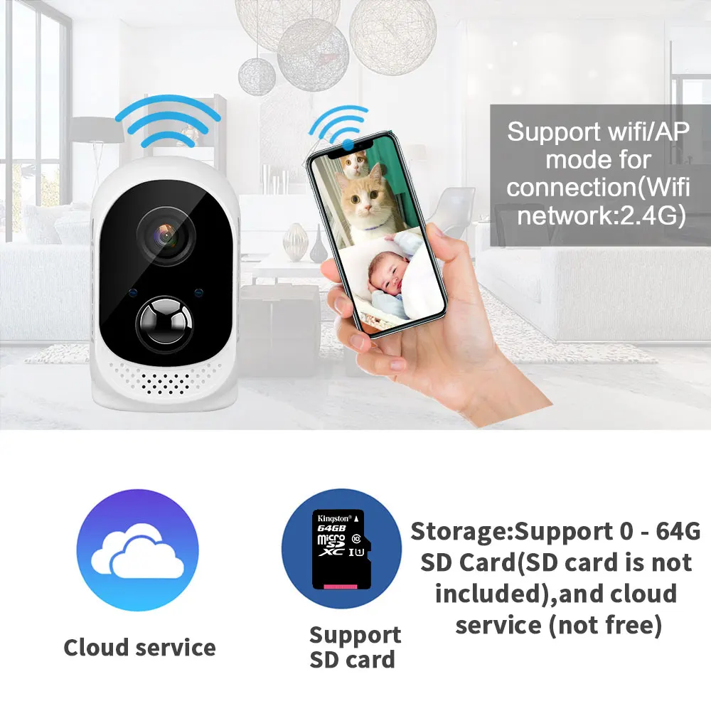  13600mAh Battery ip Camera Long time standby wireless Battery Wifi Camera home Outdoor Waterproof 1