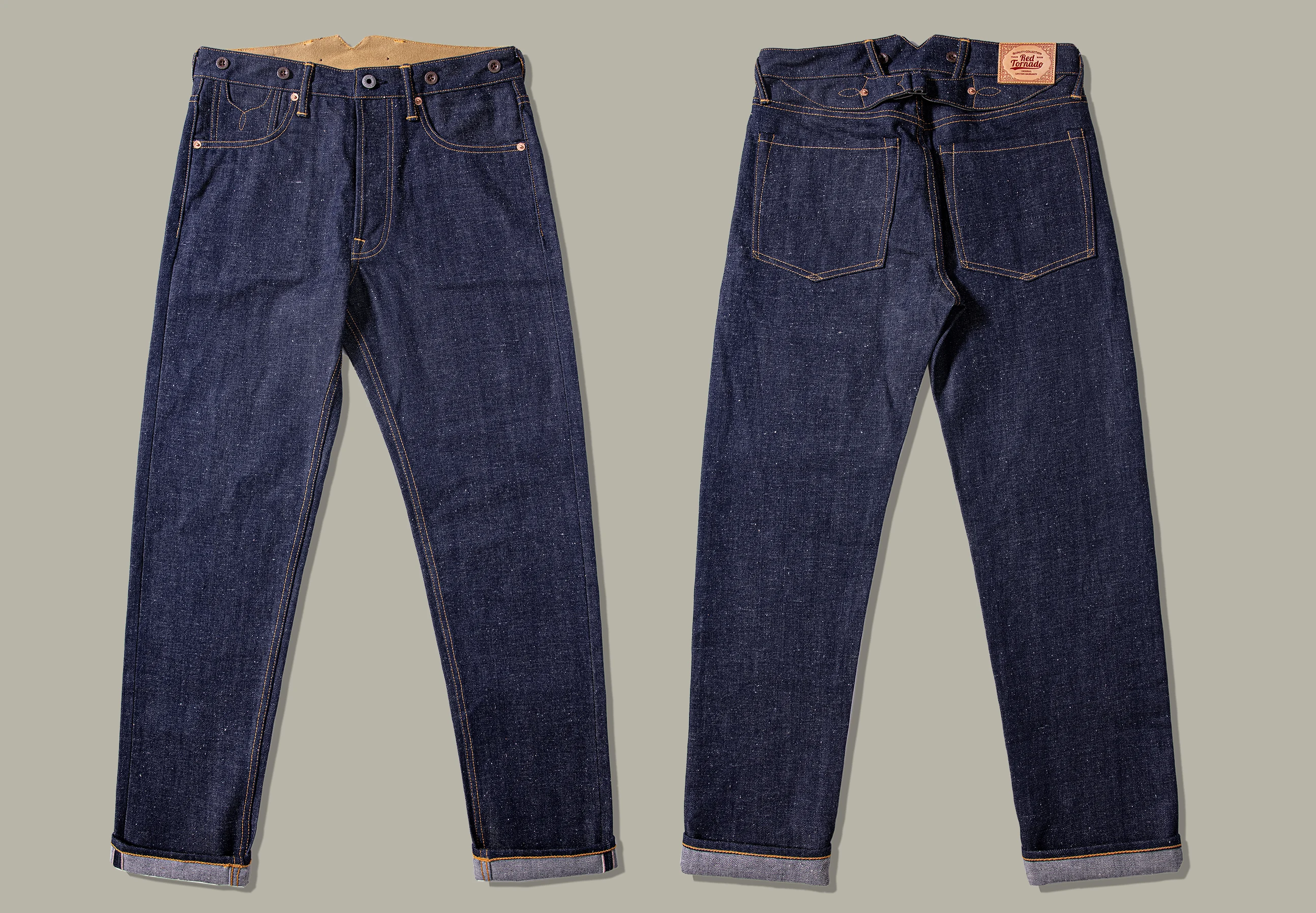 2000T-0002 Read Description! Red Tornado Raw Indigo Selvage Unwashed Denim Pants Unsanforized Brass Buckle Jean 14oz 3