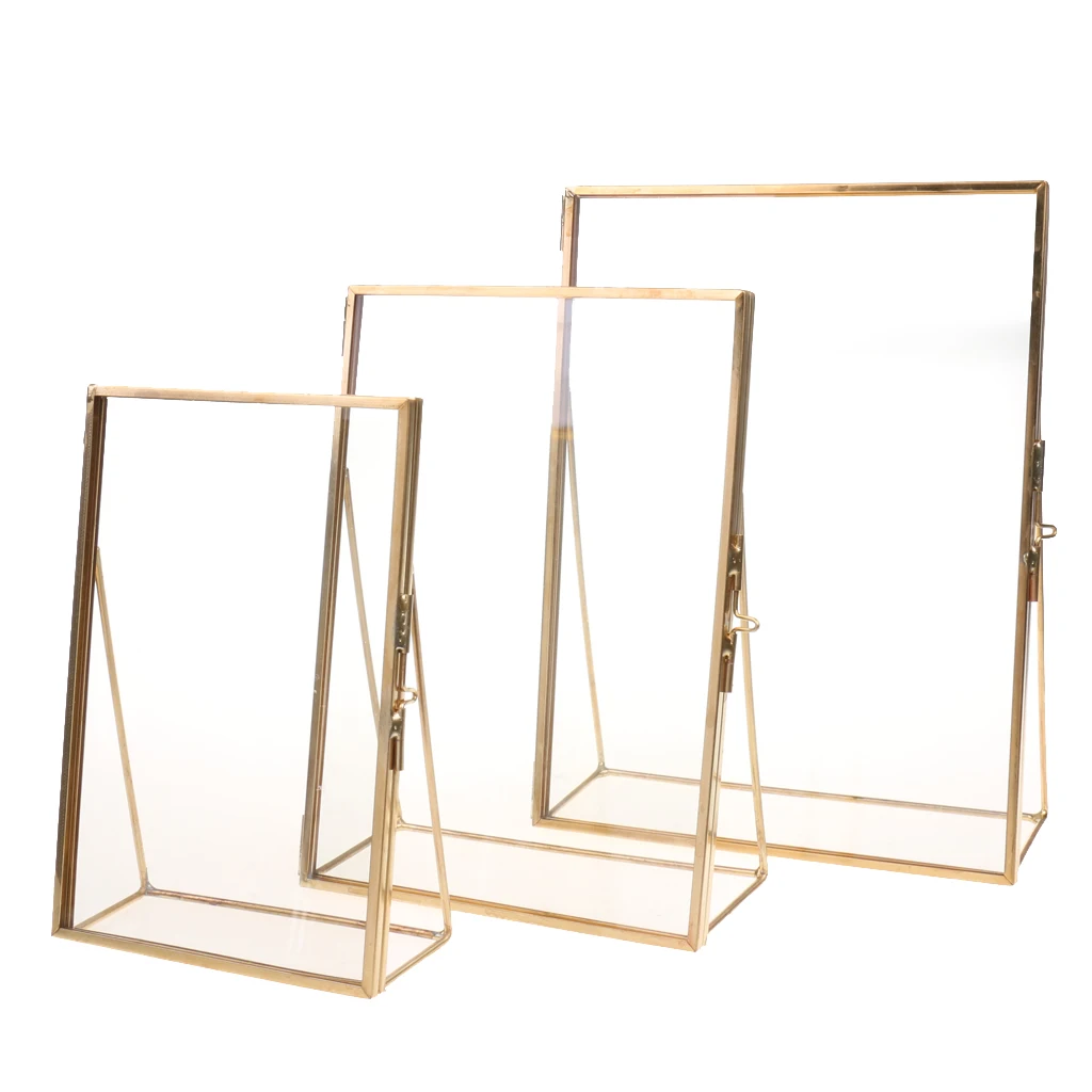 Vintage Clear Glass Freestanding Picture Photo Frame Portrait Holder Table Decor