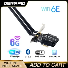 3000 Мбит/с WiFi6E Intel AX210 Bluetooth 5,2 Dual Band 2,4 г/с) Wi-Fi 5 ГГц Wi-Fi кард-802.11AX/AC PCI Express Беспроводной сетевая карта адаптер для ПК