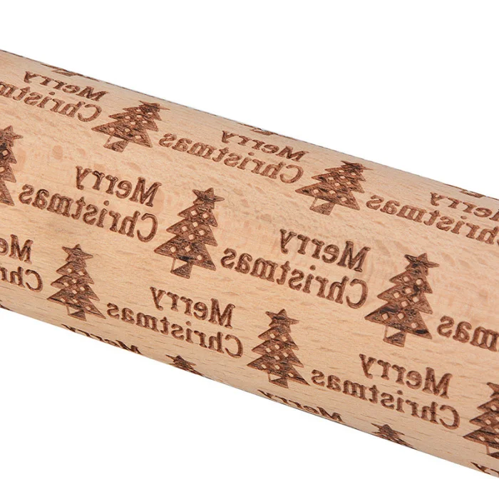'The Best' Christmas Embossing Rolling Pin Cookie Dough Stick Fondant Tool Baking Noodle Roller 889