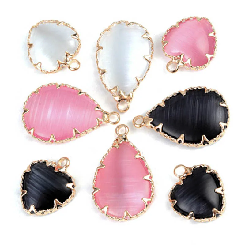 

2pcs Copper Opal Natural Stone Pendant For Diy Charm Necklaces For Women Jewelry Making Finding Beads Charms Pendants Wholesale