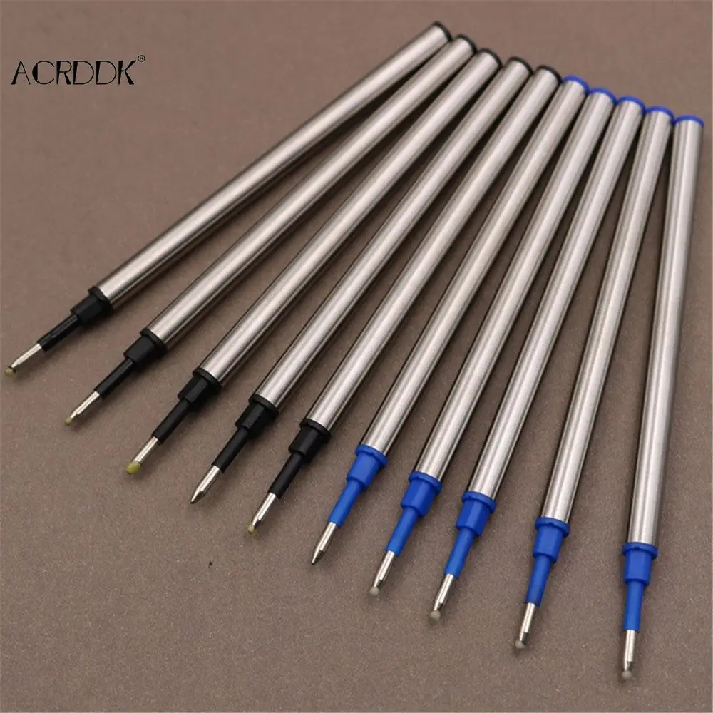 5pcs Metal Refills Blue Black Ink for Roller Ballpoint Pens Gel Pen Replacement Signature Rods Business School Office Stationery