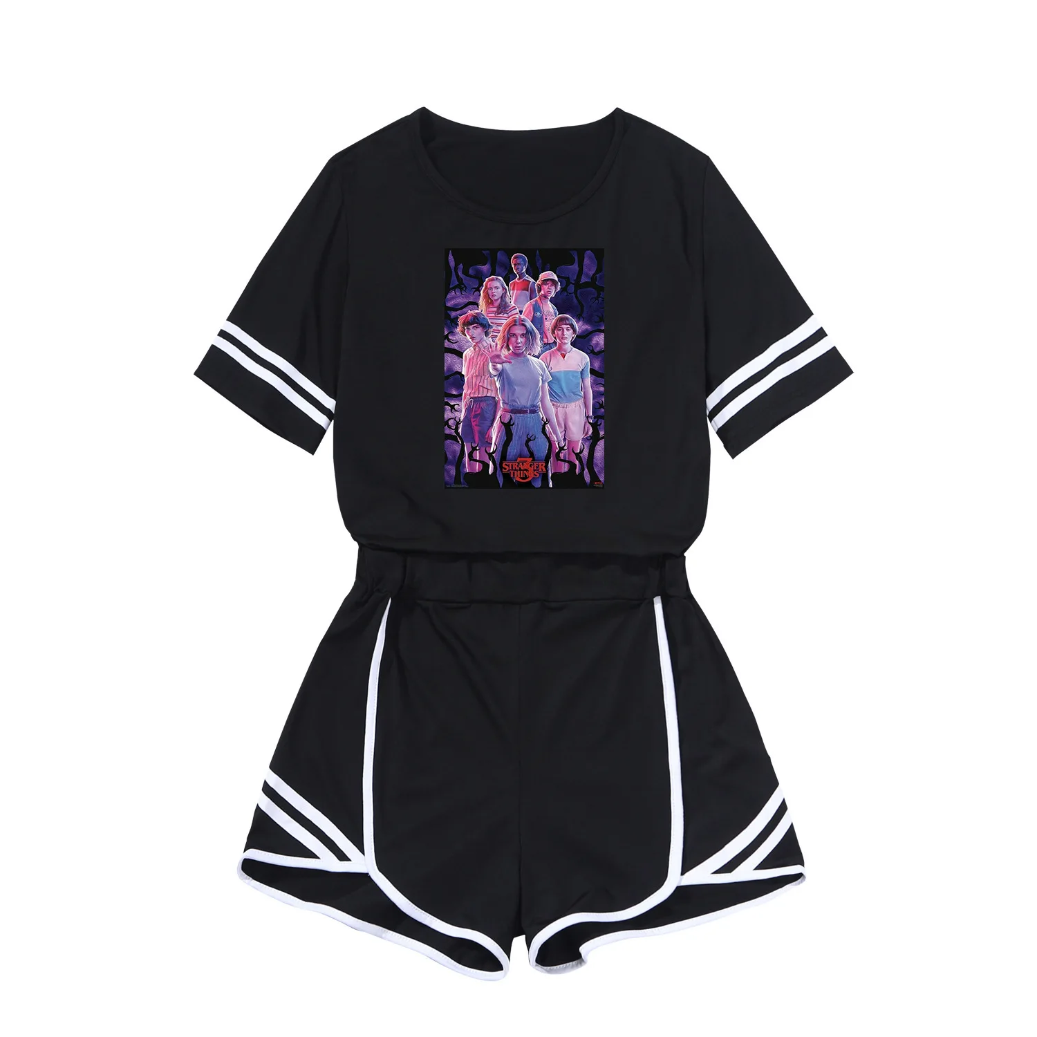 Женский костюм Stranger Things летний комплект из двух предметов платье высокого