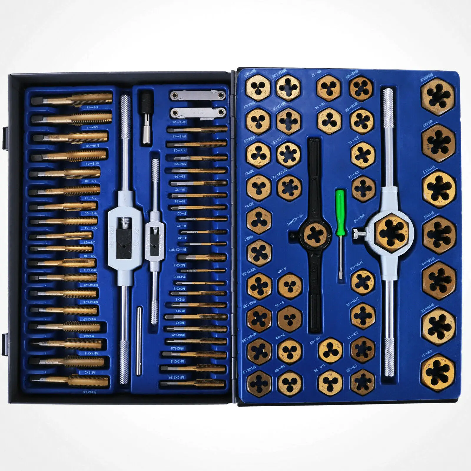 86pc Tap and Die Combination Set Tungsten Steel Titanium SAE and Metric Tools 