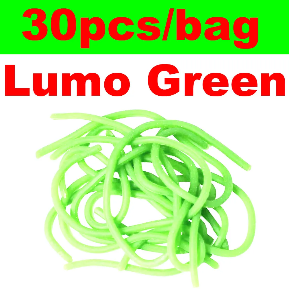 LUMO GREEN 30 шт./упак. Дергунчик червей для завязывания Нимфы, креветки, личинками, Сан-Хуан, черви материал для Вязания Мушек Рыболовные наживки - Цвет: LUMO GREEN