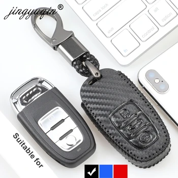 Shell astuccio portachiavi con telecomando intelligente in carbonio per Audi A1 A3 A4 A5 A6 A7 A8 Quattro Q3 Q5 Q7 2009-2015 portachiavi treccia