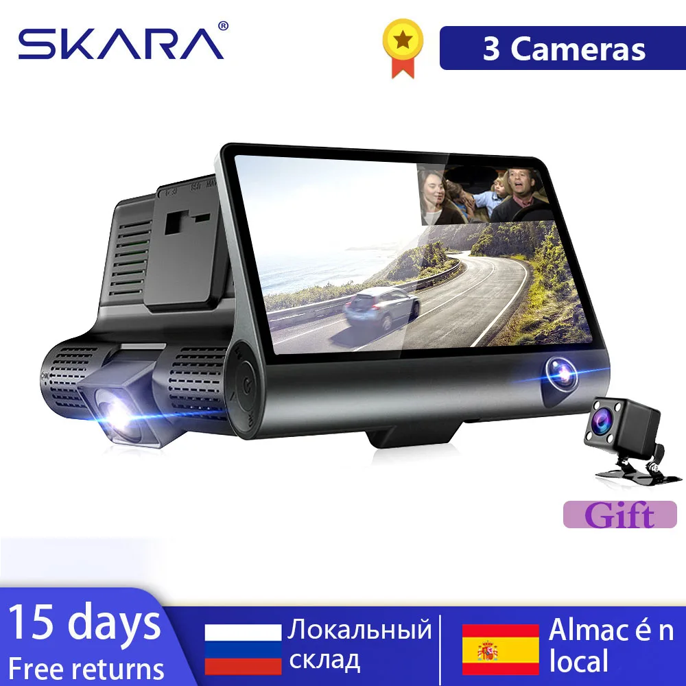 

SKARA 4 inch Car DVR 3 Cameras Lens Dash Camera Dual Lens With Rearview Camera Video Recorder Auto Registrator Dvrs Dash Cam