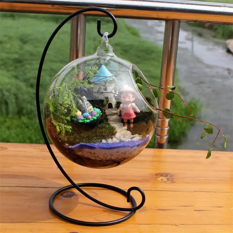 

Home Creative Clear Glass Ball Vase Micro Landscape Air Plant Terrarium Succulent Hanging Flowerpot Container DIY Gifts