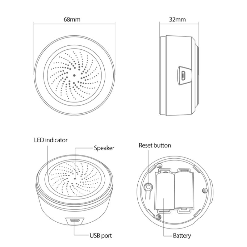 NEO Tuya Smart Zigbee Temperature Humidity Sensor With Alarm Sound Light Sensor Sound Light Sensor Battery Built-in 3 In 1
