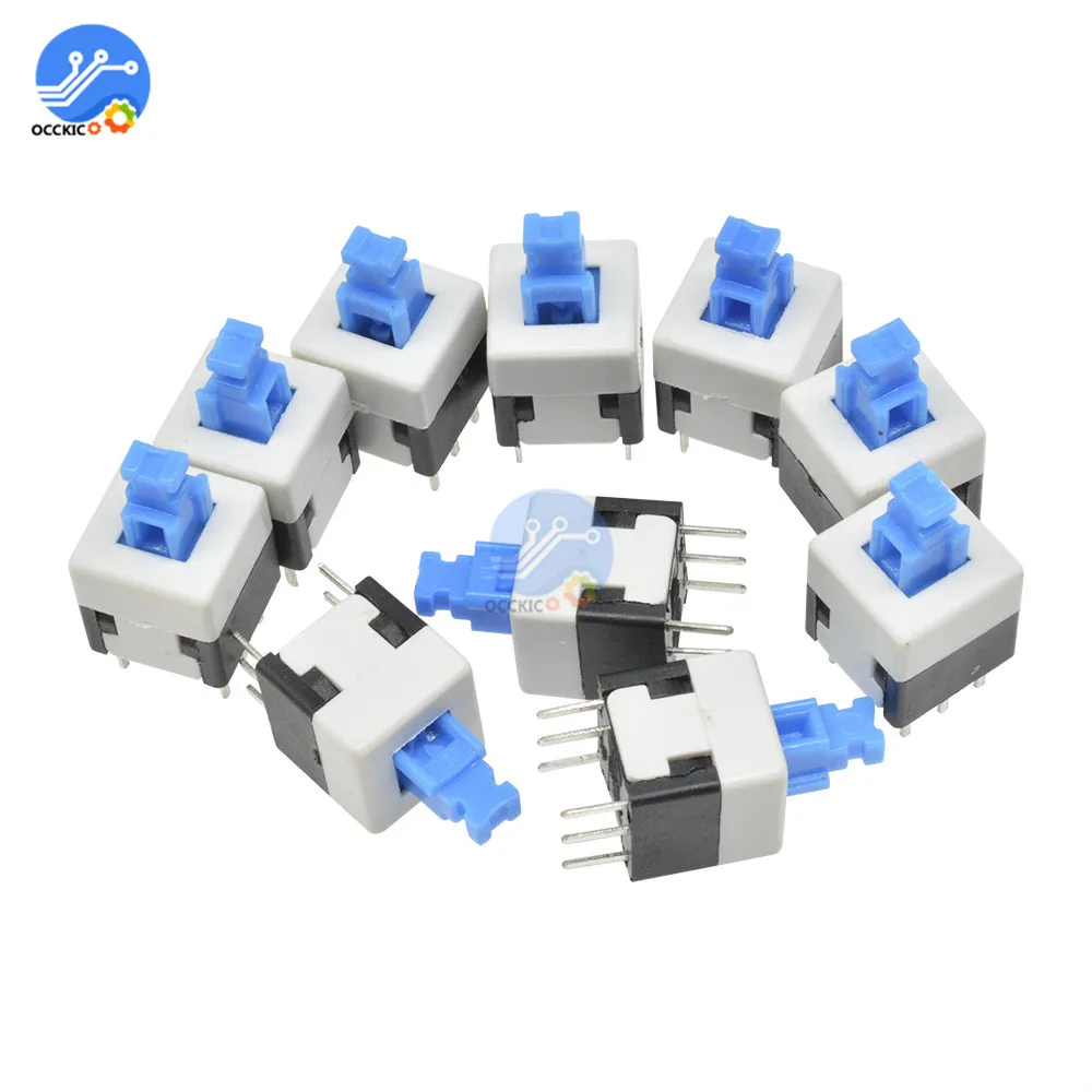 10 шт./лот 8X8mm крышка самоблокирующийся Тип переключатель с квадратной кнопкой