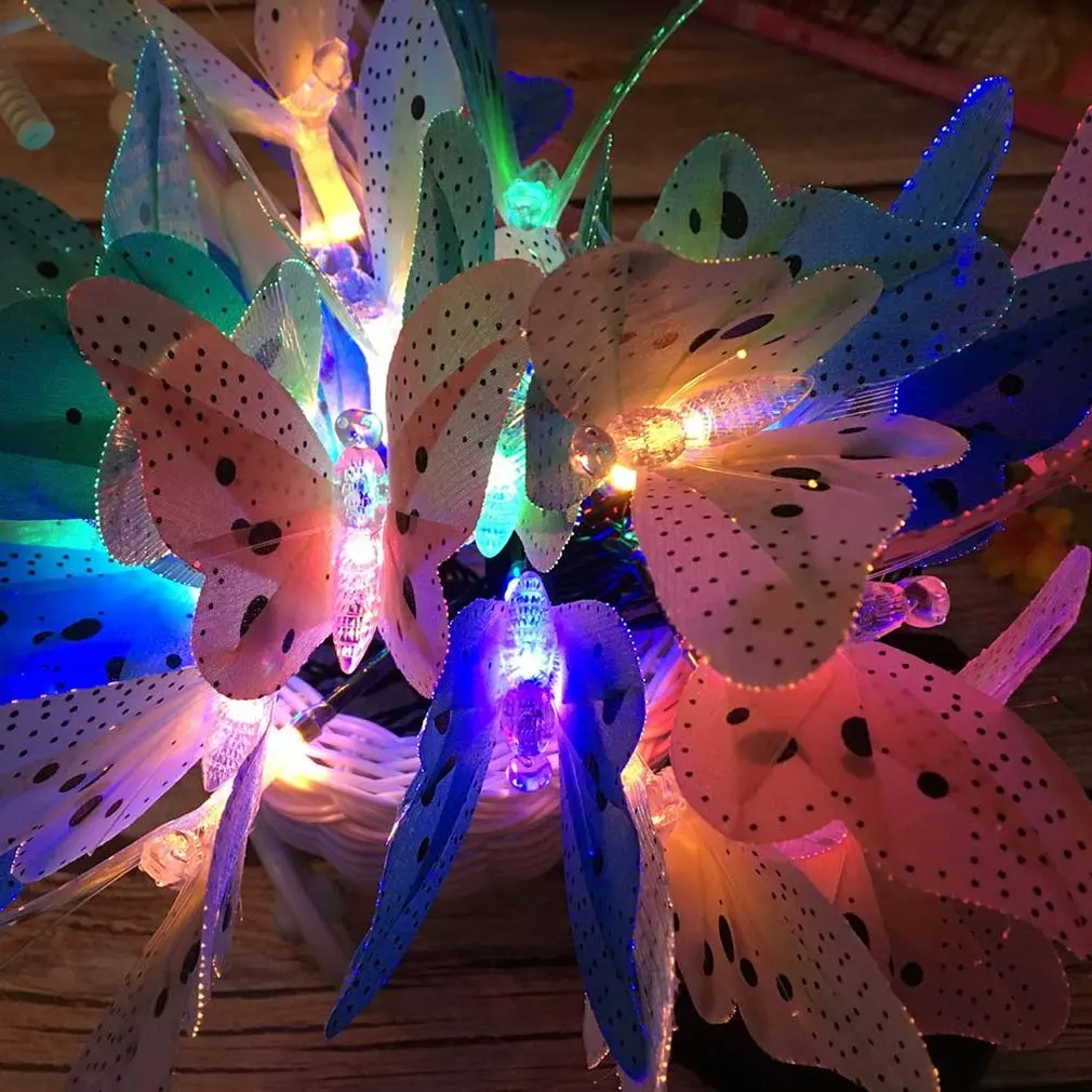12Led волокно Бабочка Форма светящаяся гирлянда с солнечной батареей Рождество День сад украшение лампа профессиональная Мода