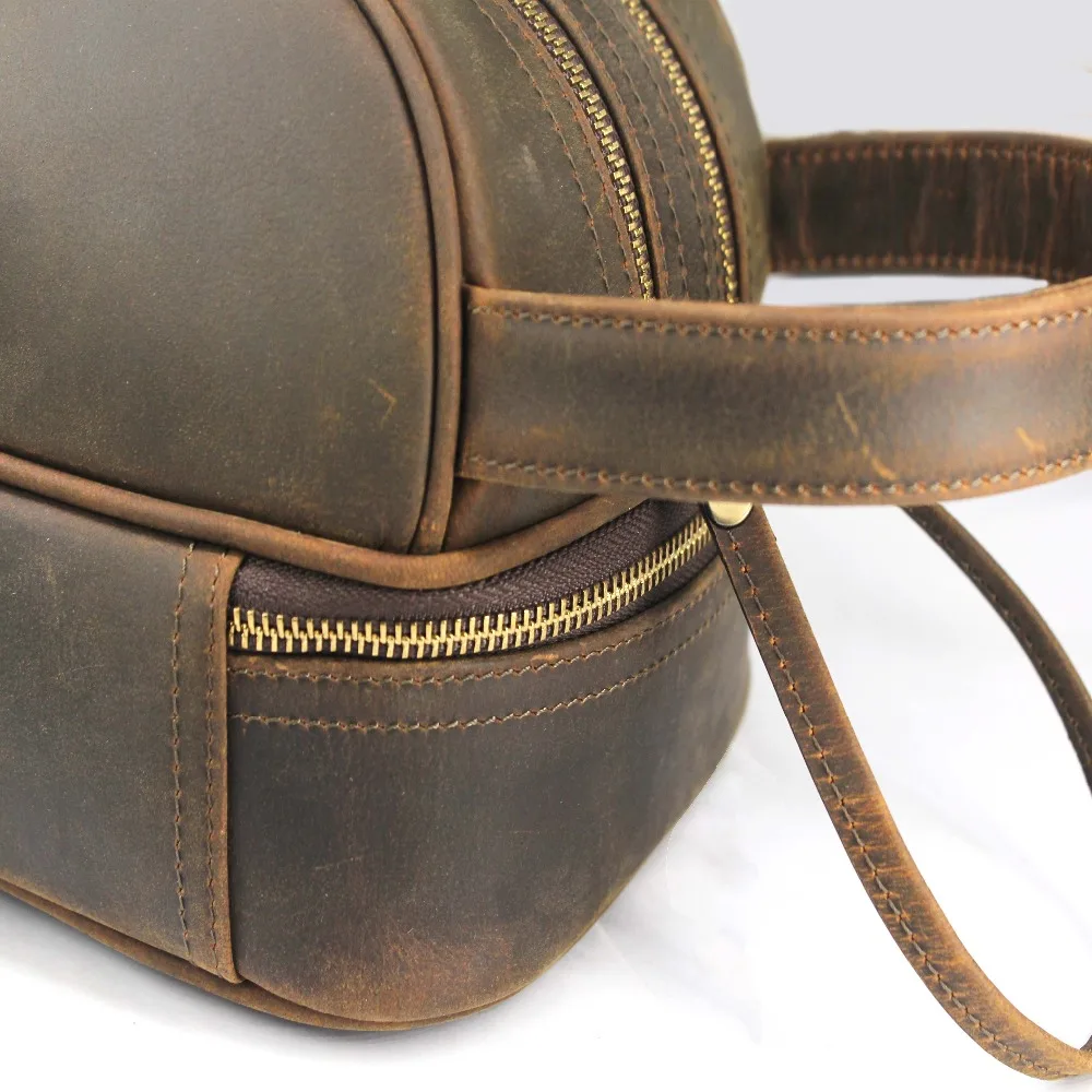 BIG SIZE CUSTOM LOGO100% Genuine Leather Toiletry Bag Shaving Dopp Kit Travel Case Leather Toiletry Bag High quality custom logo