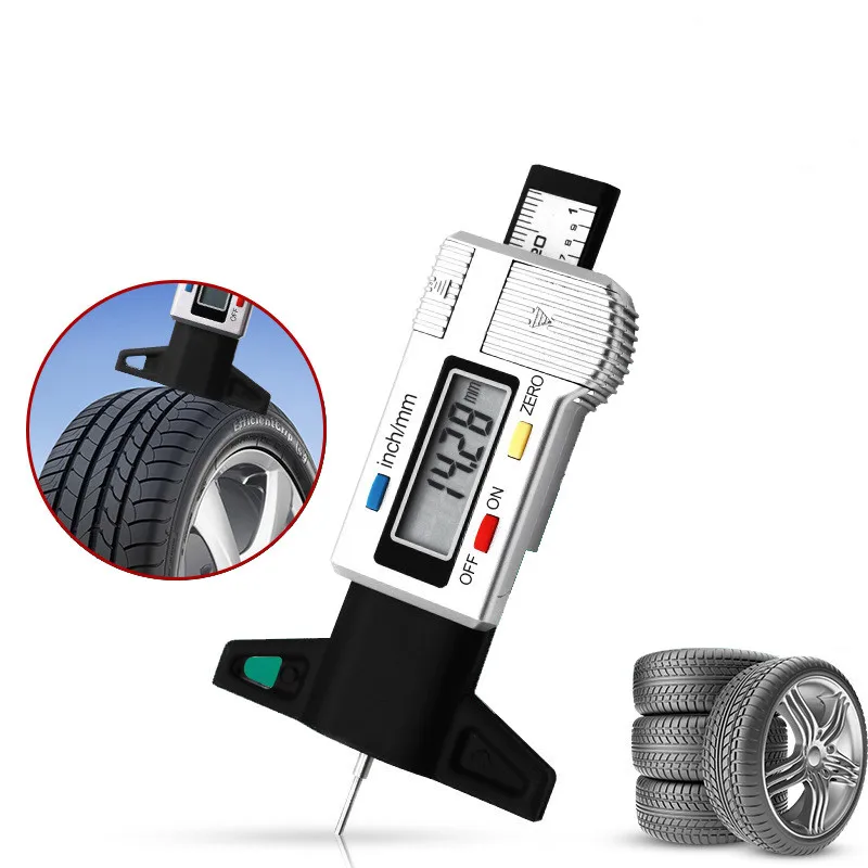 Thickness Gauges Digital Car Tyre Tire Tread Depth Gauge Meter Measurer Tool Caliper Tread Brake Pad Shoe Tire Monitoring System tyre tread depth gauge thickness gauge