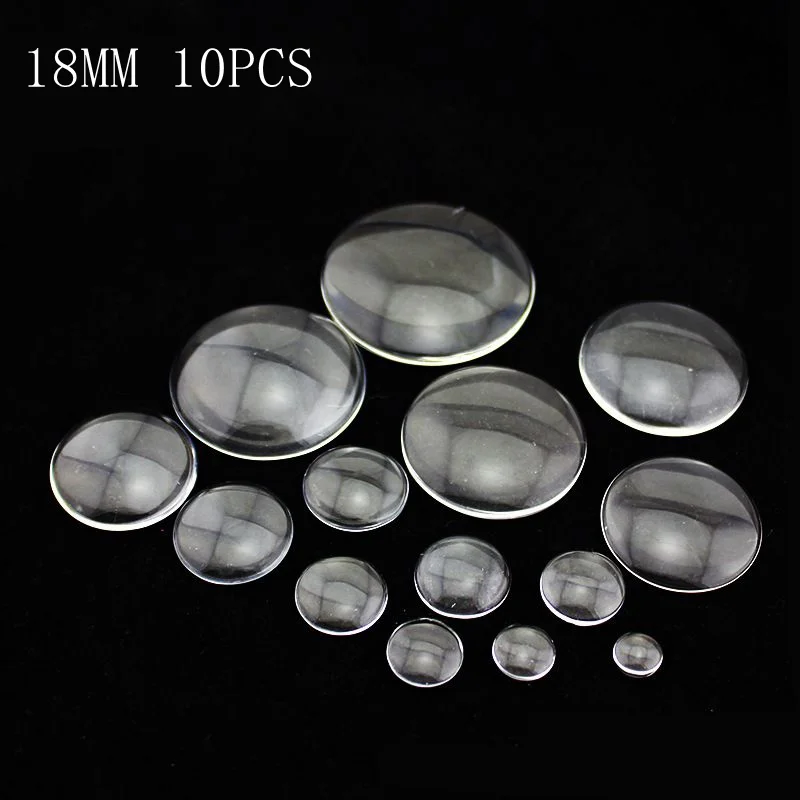 18MM 10PCS 6 мм-50 мм круглый плоский прозрачный стеклянный кабошон с плоской задней частью для подвесного лотка для самостоятельного изготовления ювелирных фотографий высокого качества, промотирование потери денег - Цвет: 18MM 10PCS