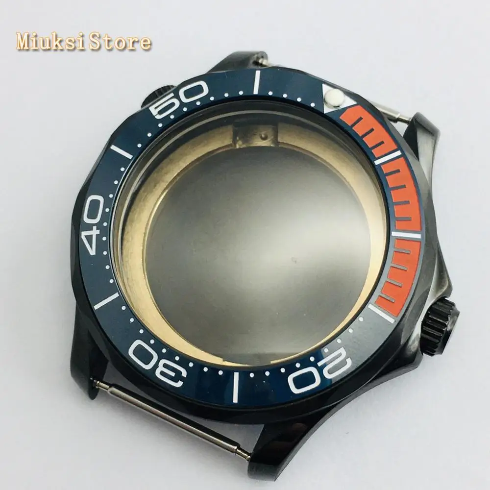 style 2 Parnis 41mm black PVD watch case sapphire glass ceramic bezel One-way rotation fit ETA 2836 MIYOTA 8215 821A automatic movement - Цвет: style 2