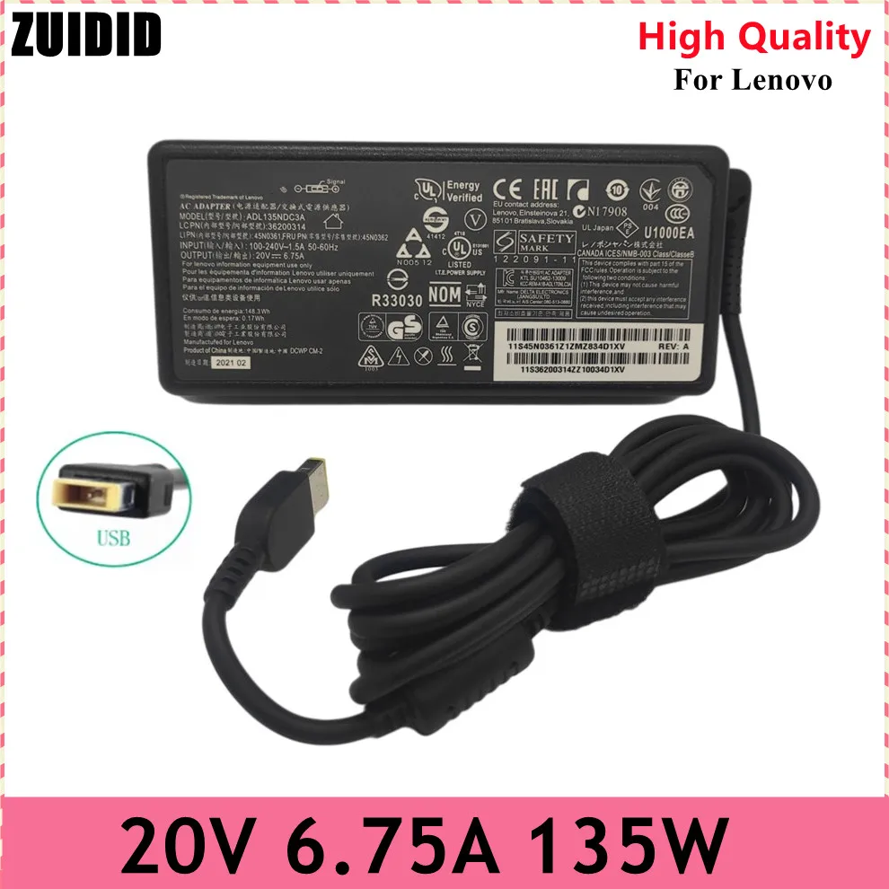 Laptop Adapter 135W 20V 6.75A USB C Notebook Charger for Lenovo T440p Y50-70 R720 Y700 T540p P51 P52 S5 ADL135NLC3A Power Supply |