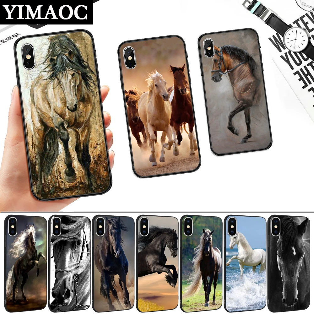 Бегущие лошади Diy силиконовый мягкий чехол для iPhone 5 5S 6 6S 7 8 11 Pro Plus X XR XS Max |