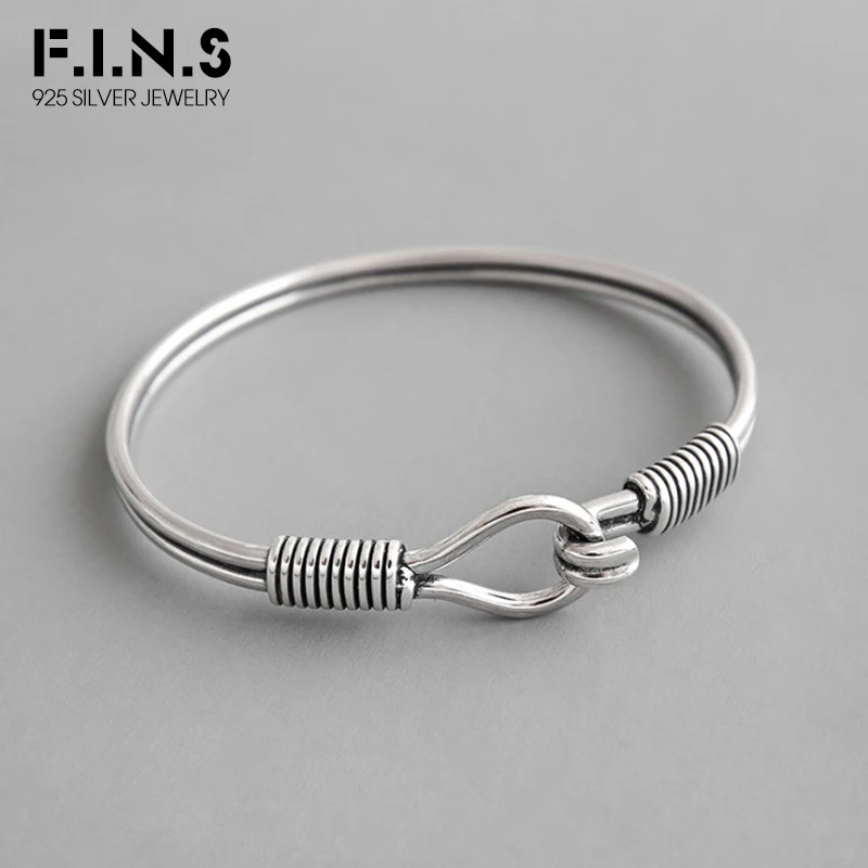 F.I.N.S классический браслет из стерлингового серебра S925, браслет, ретро обмотка, браслет, женский серебряный браслет, манжета