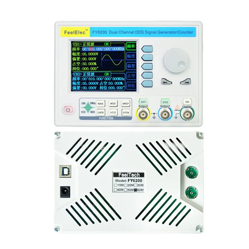 Falltech FY6200 встроенный панельный сингальный генератор DDS двухканальный функциональный генератор 30 м генератор частоты волны США