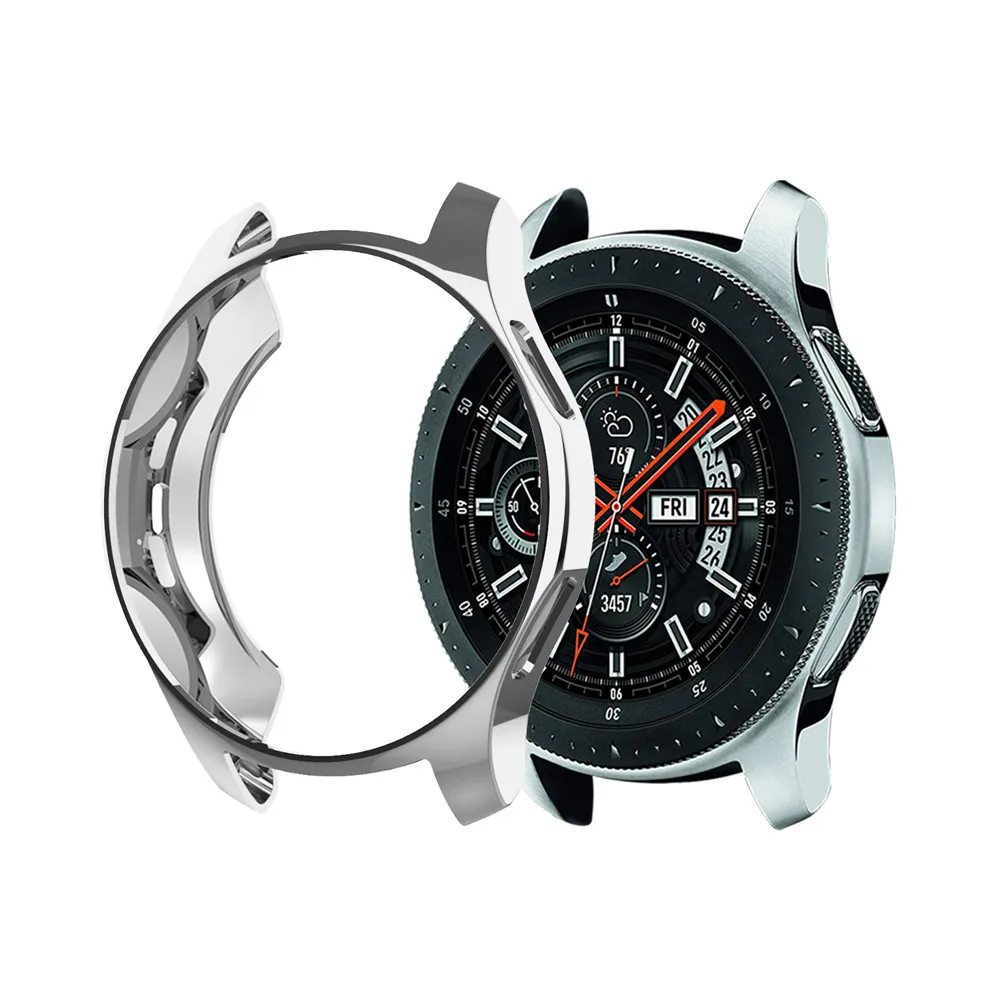 Silver Мягкое покрытие из ТПУ защитный чехол для samsung Galaxy Watch 42 мм 46 мм все вокруг крышка защитная оболочка рамка для gear S3 Band - Цвет ремешка: Silver