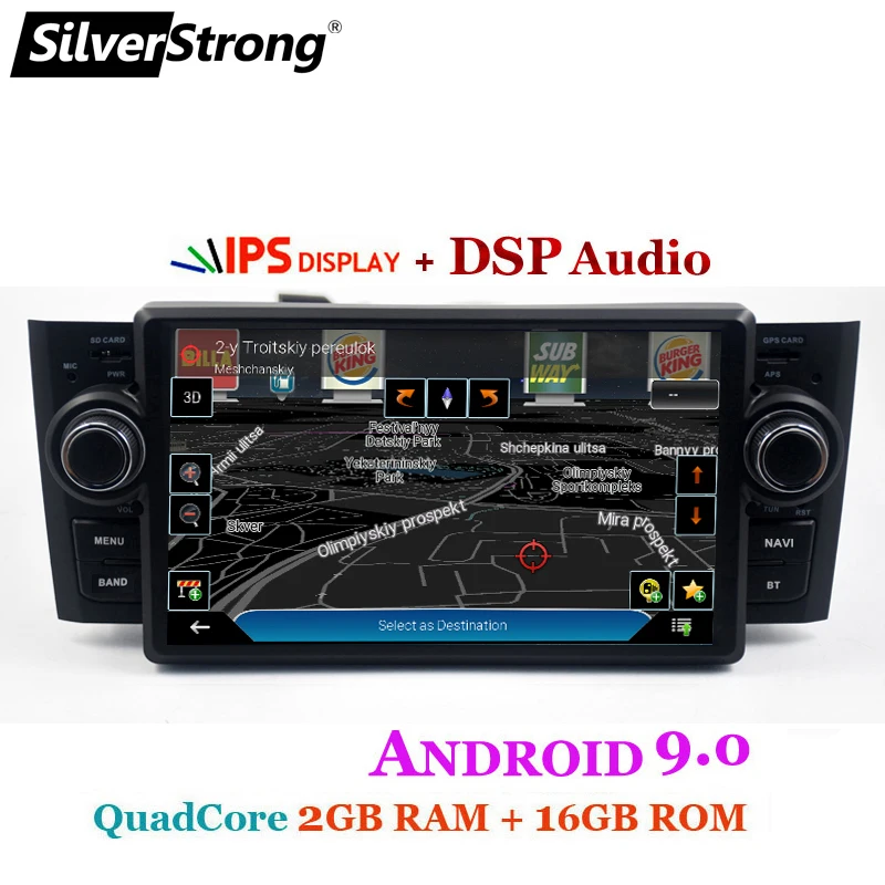 SilverStrong Автомобильный мультимедийный плеер gps Android9.0 автомобильный Радио 1 Din DVD для Fiat Grande Punto Linea 2007-2012 радио FM Рулевое управление