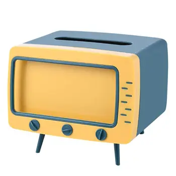 

Creative TV Tissue Box Desktop Paper Holder Dispenser Storage Napkin Case Organizer with Mobile Phone Holder for Home Hotel